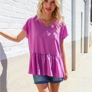 Haptic’s Boutique Brand Women’s Lavender VNECK Dolman Woven Blouse Size Small